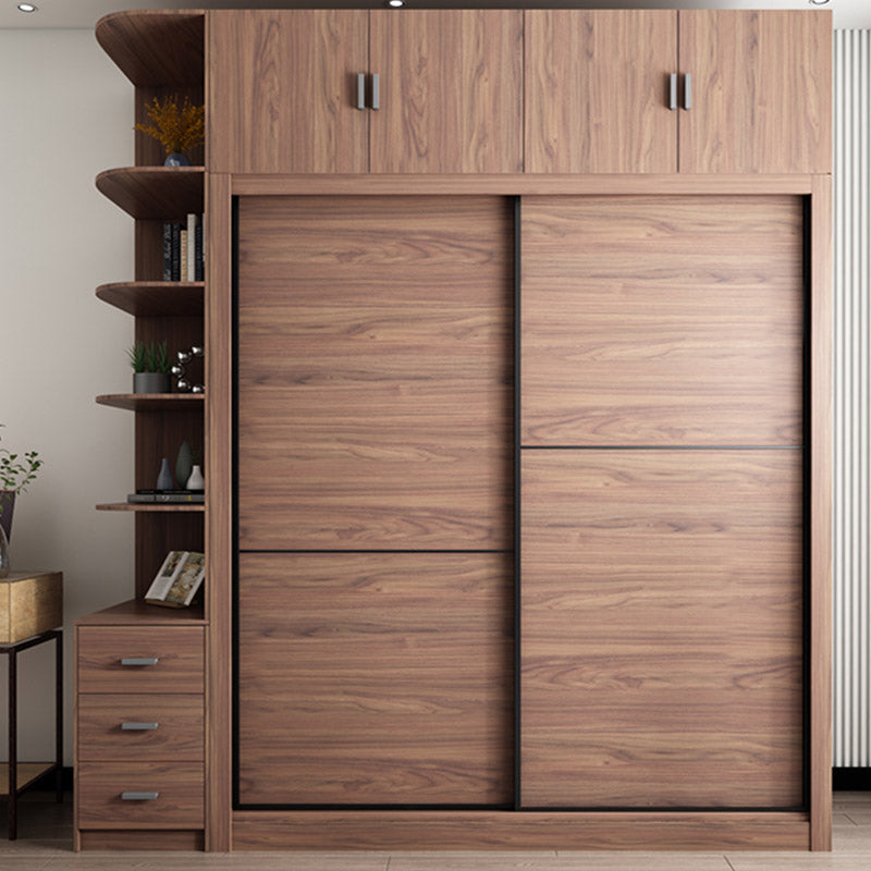 Brown Engineered Wood Wardrobe Armoire Modern Wardrobe Closet
