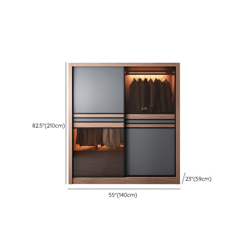 Brown Engineered Wood Wardrobe Armoire Modern Wardrobe Closet