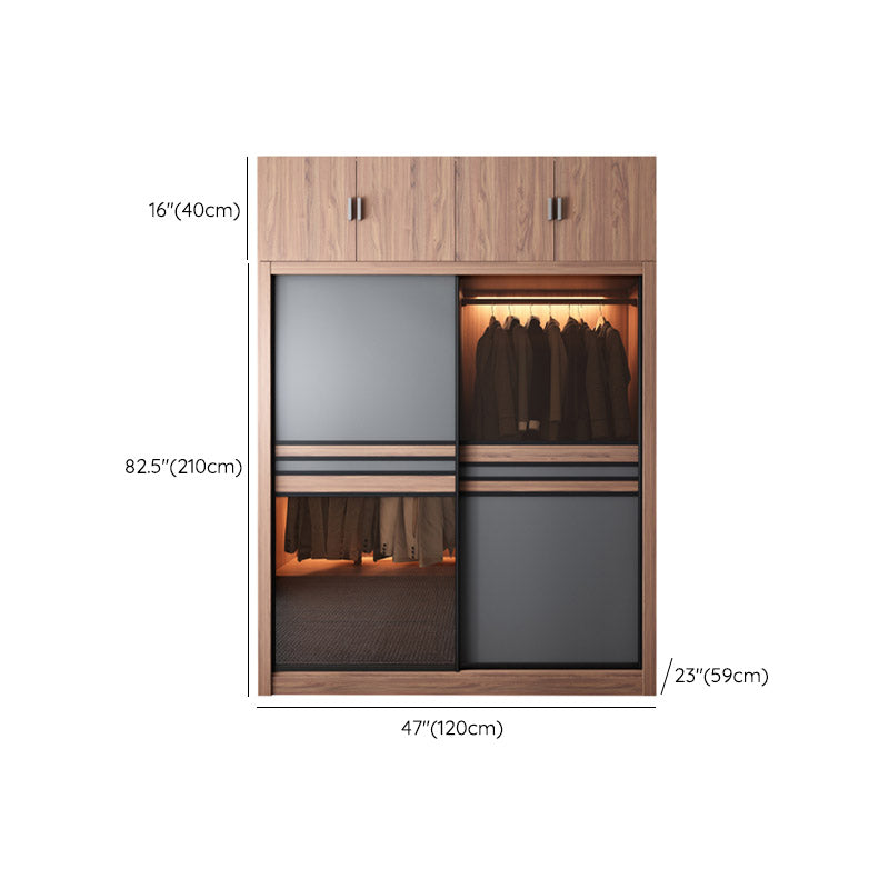 Brown Engineered Wood Wardrobe Armoire Modern Wardrobe Closet