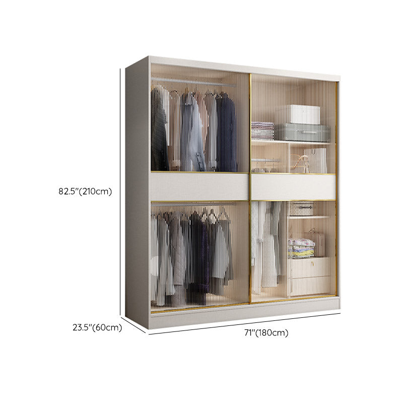 White Engineered Wood Wardrobe Closet Sliding Wardrobe Armoire
