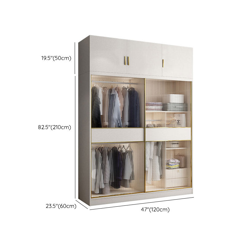 White Engineered Wood Wardrobe Closet Sliding Wardrobe Armoire