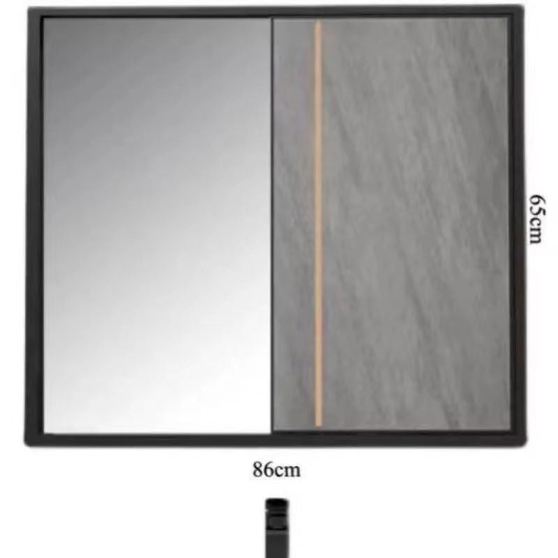 2 Doors Bathroom Vanity Grey Mirror Ceramic Top Wall Mount Vanity Set with Single Sink