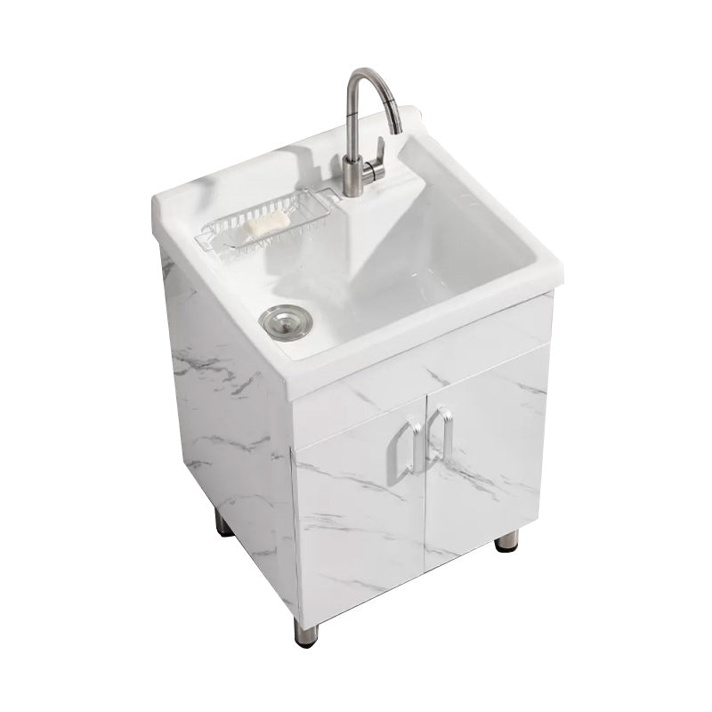 Solid Bath Vanity Set Ceramic Top Freestanding Single Sink Modern Bathroom Vanity