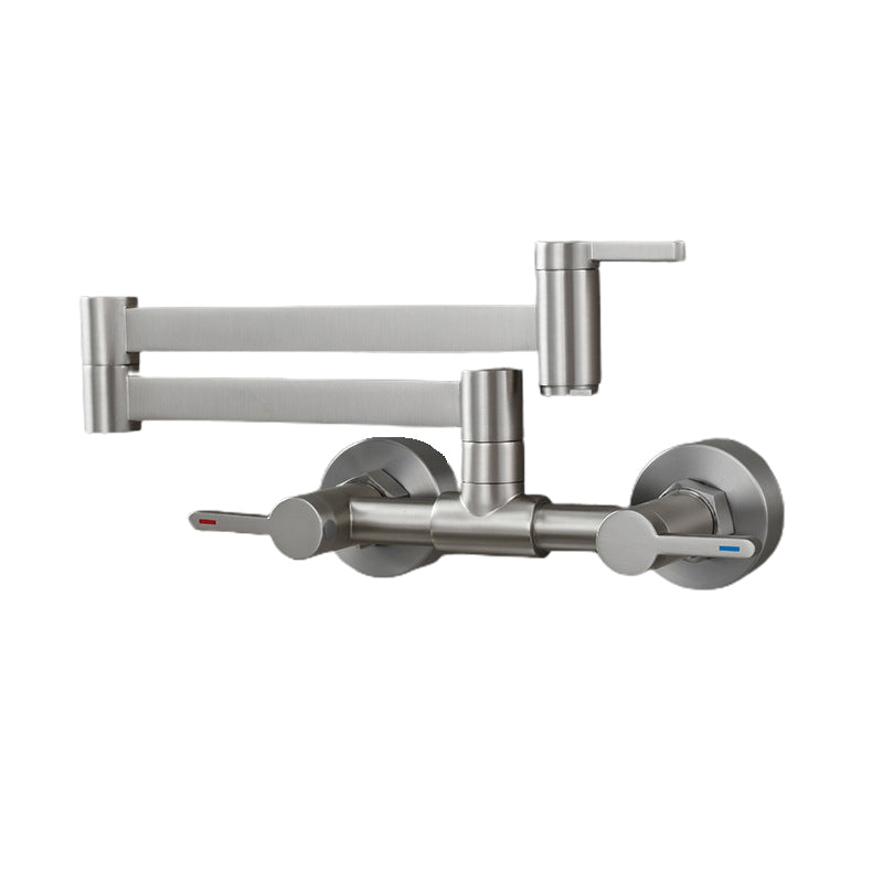Modern Pull Down 2-Handle Pot Filler Low Profile Wall-mounted Faucet