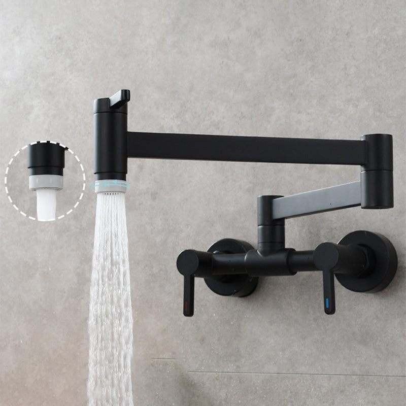 Modern Pull Down 2-Handle Pot Filler Low Profile Wall-mounted Faucet