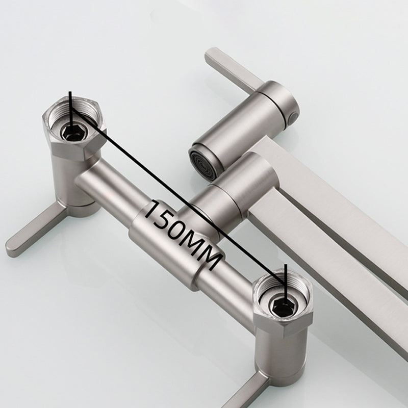 Modern Pull Down 2-Handle Pot Filler Low Profile Wall-mounted Faucet