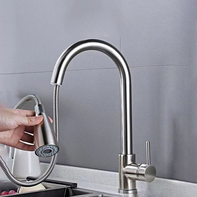 Modern 1-Handle Faucet Stainless Steel Pull down Standard Kitchen Faucet