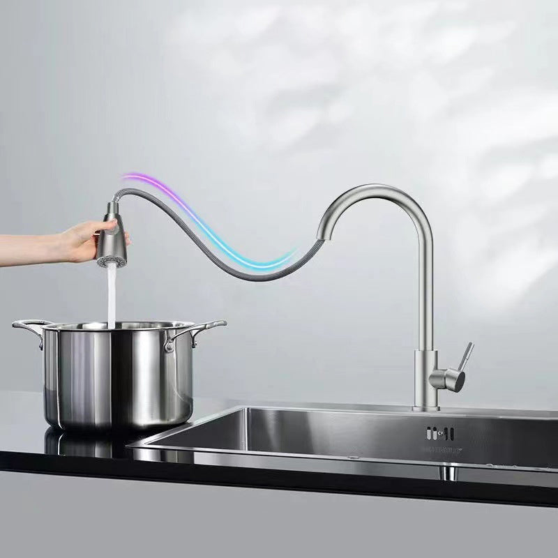 Modern 1-Handle Faucet Stainless Steel Pull down Standard Kitchen Faucet