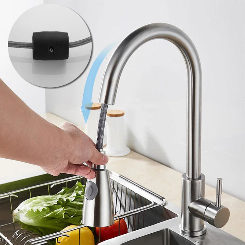 Modern 1-Handle Faucet Stainless Steel Pull down Standard Kitchen Faucet