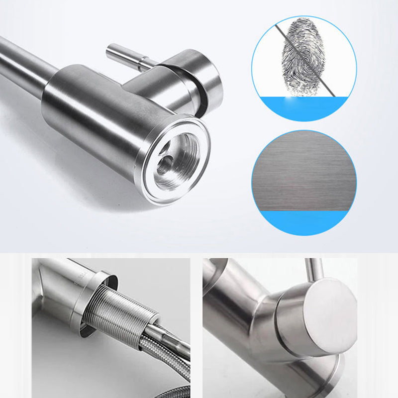 Modern 1-Handle Faucet Stainless Steel Pull down Standard Kitchen Faucet