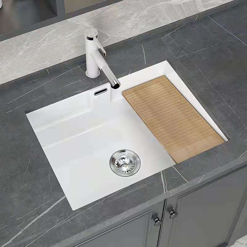 Modern Undermount Vanity Sink Rectangular Porcelain with Overflow and Faucet Vessel