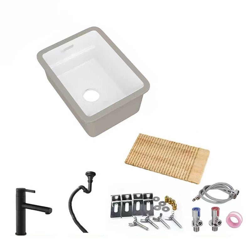 Modern Undermount Vanity Sink Rectangular Porcelain with Overflow and Faucet Vessel