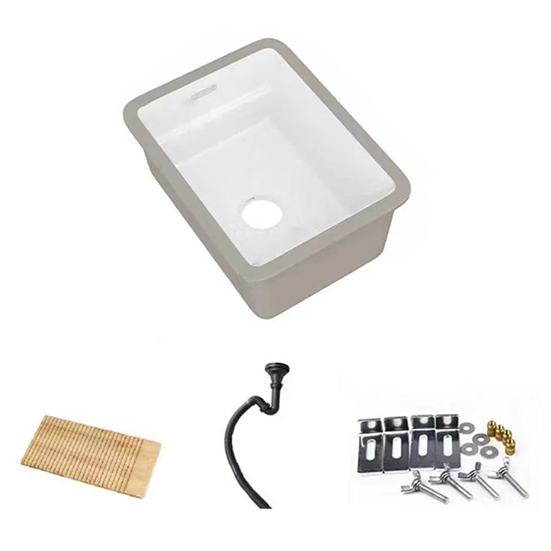 Modern Undermount Vanity Sink Rectangular Porcelain with Overflow and Faucet Vessel
