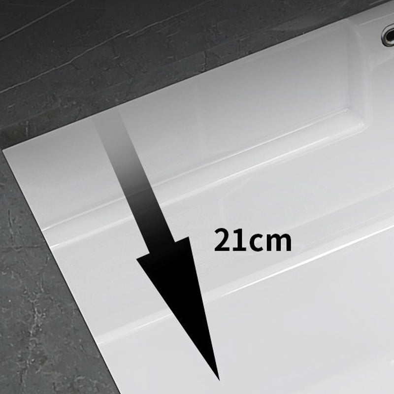 Modern Undermount Vanity Sink Rectangular Porcelain with Overflow and Faucet Vessel