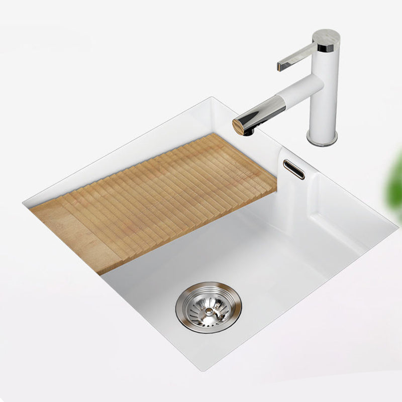 Modern Undermount Vanity Sink Rectangular Porcelain with Overflow and Faucet Vessel
