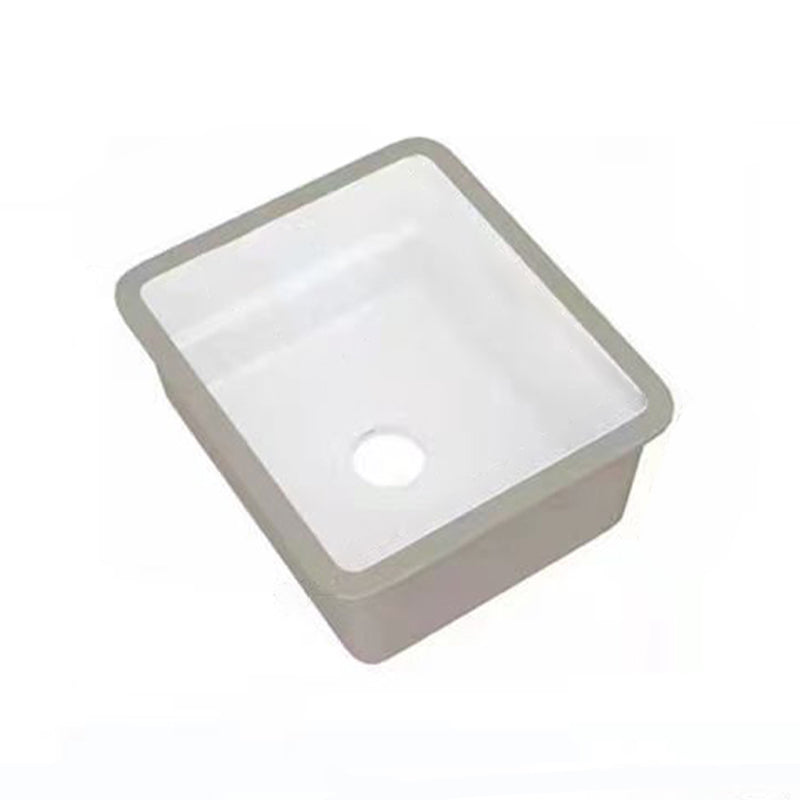 Modern Undermount Vanity Sink Rectangular Porcelain with Overflow and Faucet Vessel