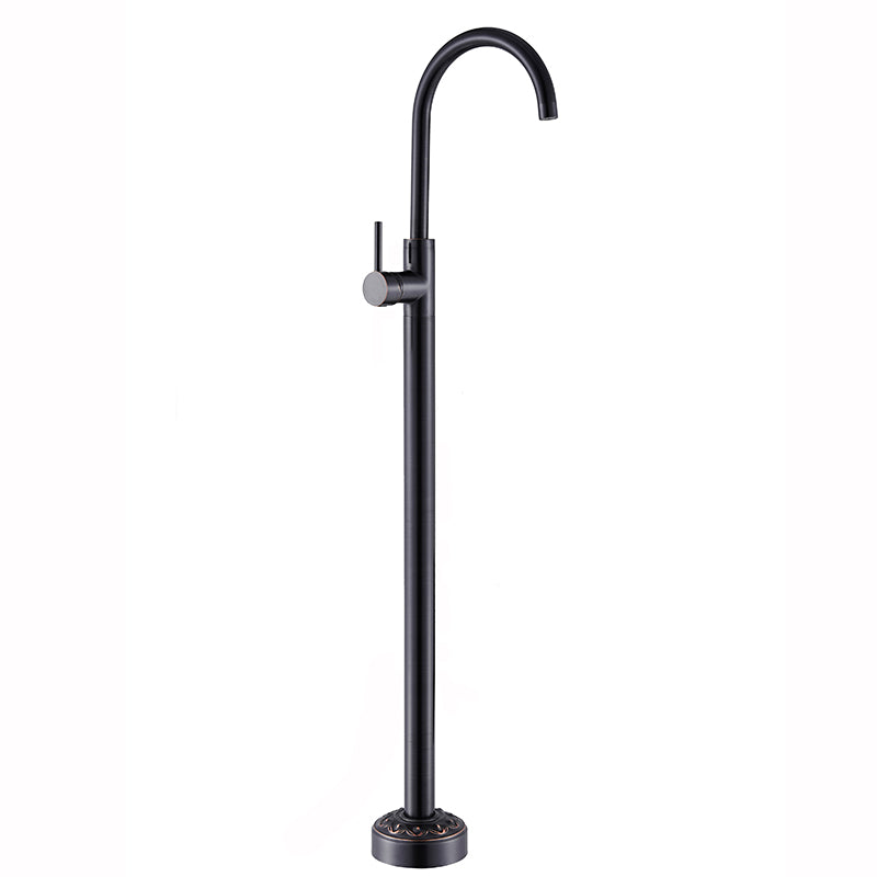 Floor Mounted Metal Freestanding Tub Filler Single Handle Freestanding Faucet with Hose