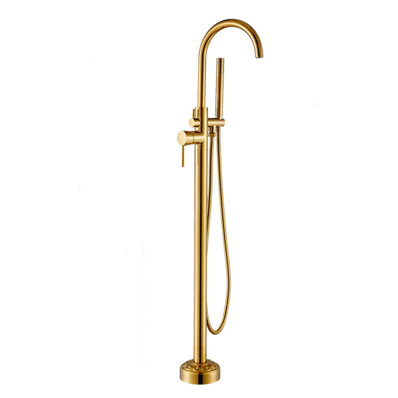 Floor Mounted Metal Freestanding Tub Filler Single Handle Freestanding Faucet with Hose
