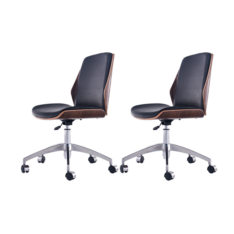Modern Desk Chair Leather Conference Chair Mid Back Chair with Wheels