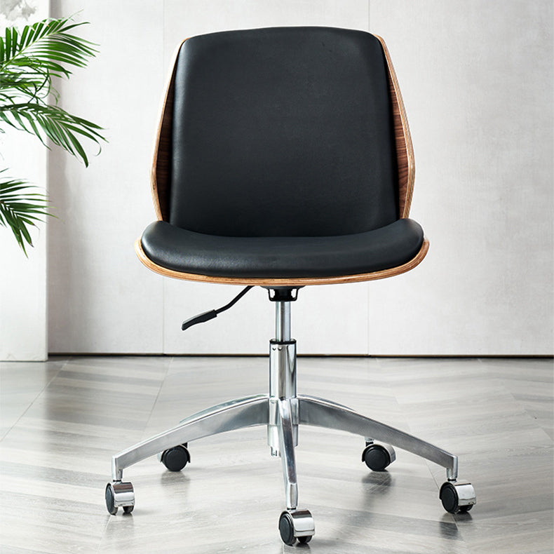 Modern Desk Chair Leather Conference Chair Mid Back Chair with Wheels