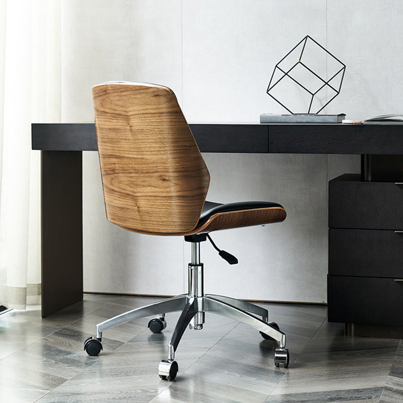 Modern Desk Chair Leather Conference Chair Mid Back Chair with Wheels