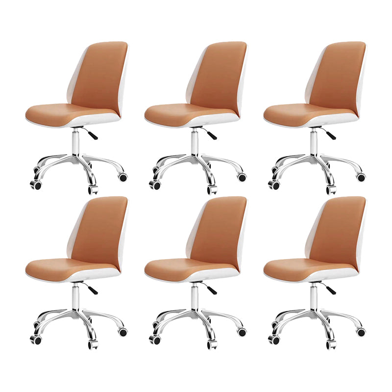Modern Desk Chair Leather Conference Chair Mid Back Chair with Wheels