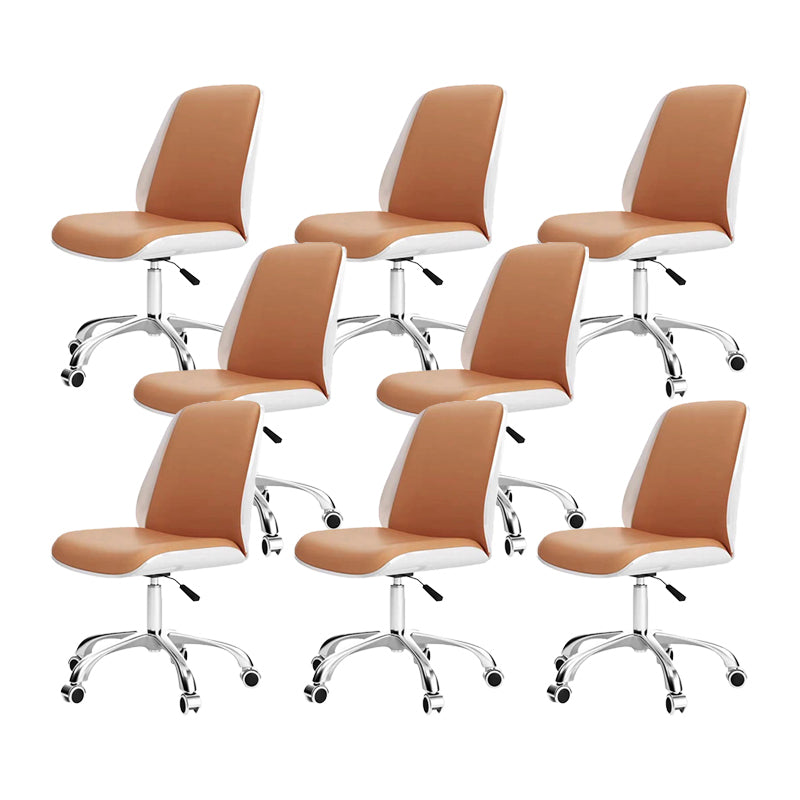 Modern Desk Chair Leather Conference Chair Mid Back Chair with Wheels
