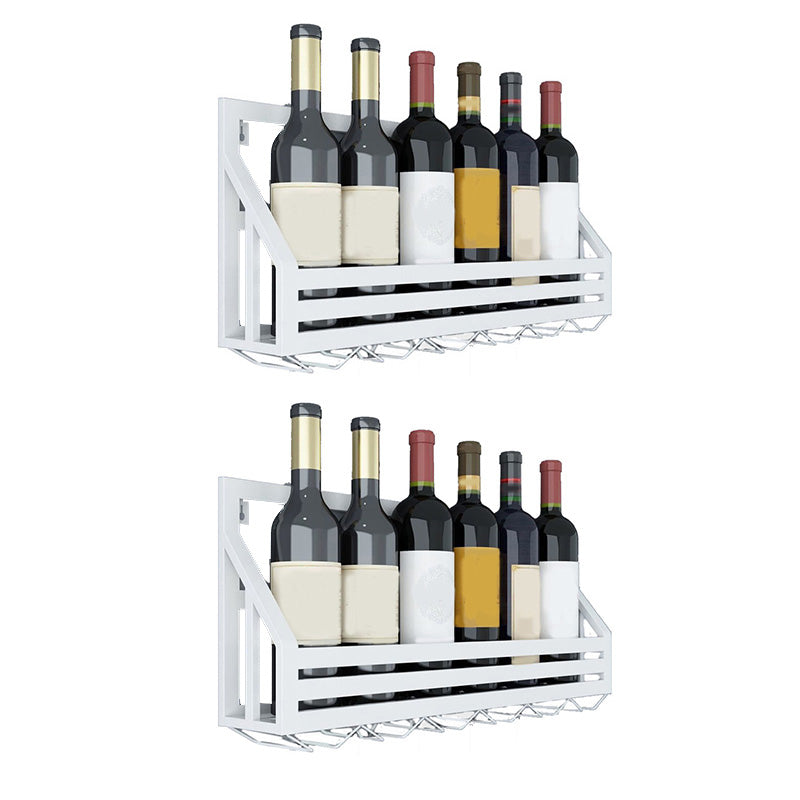 Metal Wall Mounted Wine Bottle & Glass Rack Modern Wine Holder for Kitchen