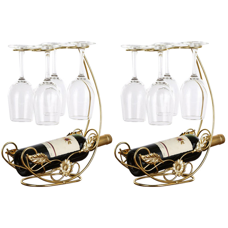 Contemporary Metal Wine Bottle Rack Countertop Bottle Holder for Living Room