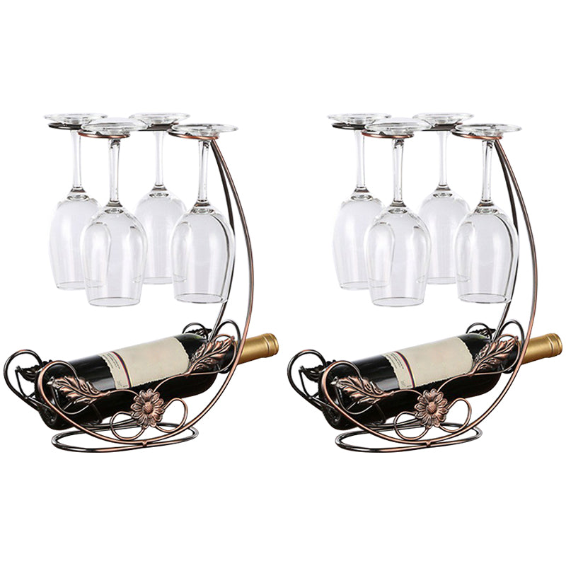 Contemporary Metal Wine Bottle Rack Countertop Bottle Holder for Living Room