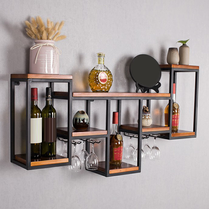Metal Wall Mounted Wine Bottle & Glass Rack Modern Wine Rack Kit