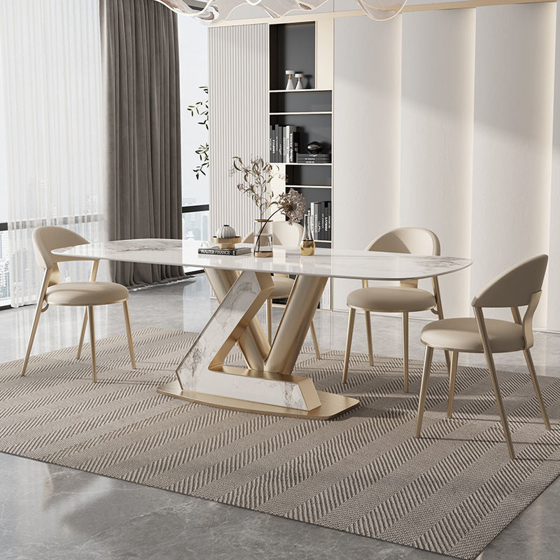 Rectangle Dining Table Set 1/5 Pcs Metal Frame Dining Table and Chairs