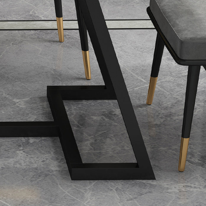 Glam Dinette Set with Black Metal Chairs 1/2/5/7 Pieces Polished Finish Dining Table Set