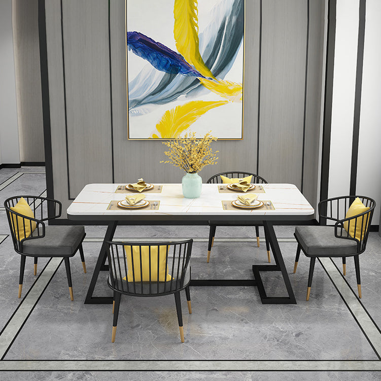 Glam Dinette Set with Black Metal Chairs 1/2/5/7 Pieces Polished Finish Dining Table Set