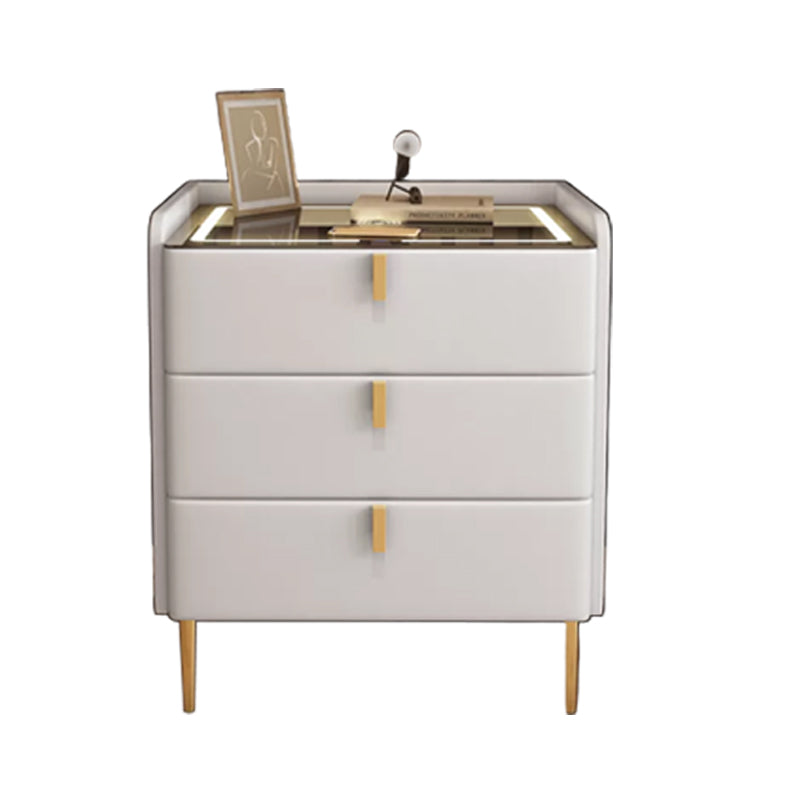 Modern Bedside Cabinet Stone Bed Nightstand with 3 Drawers for Living Room