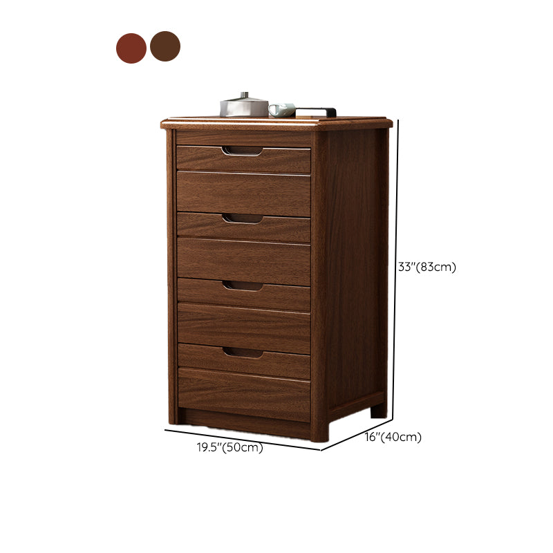 Contemporary Wooden Storage Chest Vertical Chest in Brown with Drawers