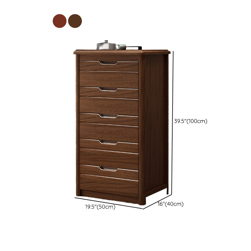 Contemporary Wooden Storage Chest Vertical Chest in Brown with Drawers
