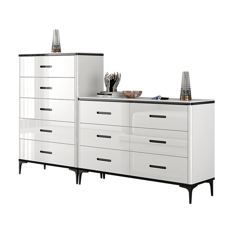 Modern Bedroom Storage Chest 15.7"Wide Stone Chest in White with Drawers