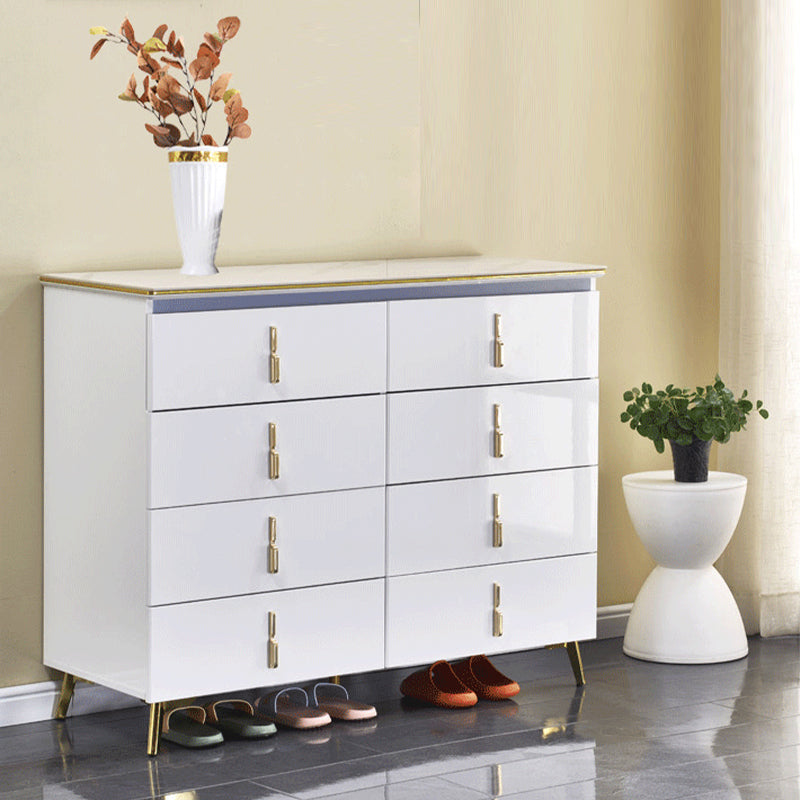 Glam Stone Chest 17.7" Wide Bedroom Chest in White with Drawers