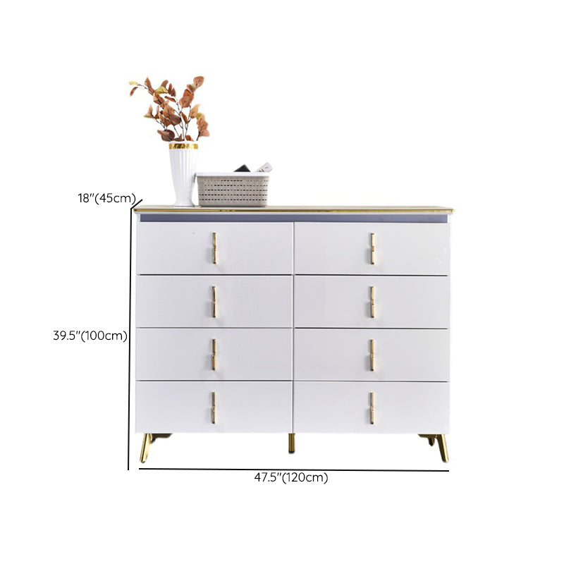 Glam Stone Chest 17.7" Wide Bedroom Chest in White with Drawers