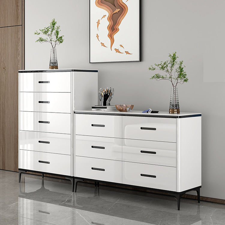 Modern Bedroom Storage Chest 15.7"Wide Stone Chest in White with Drawers
