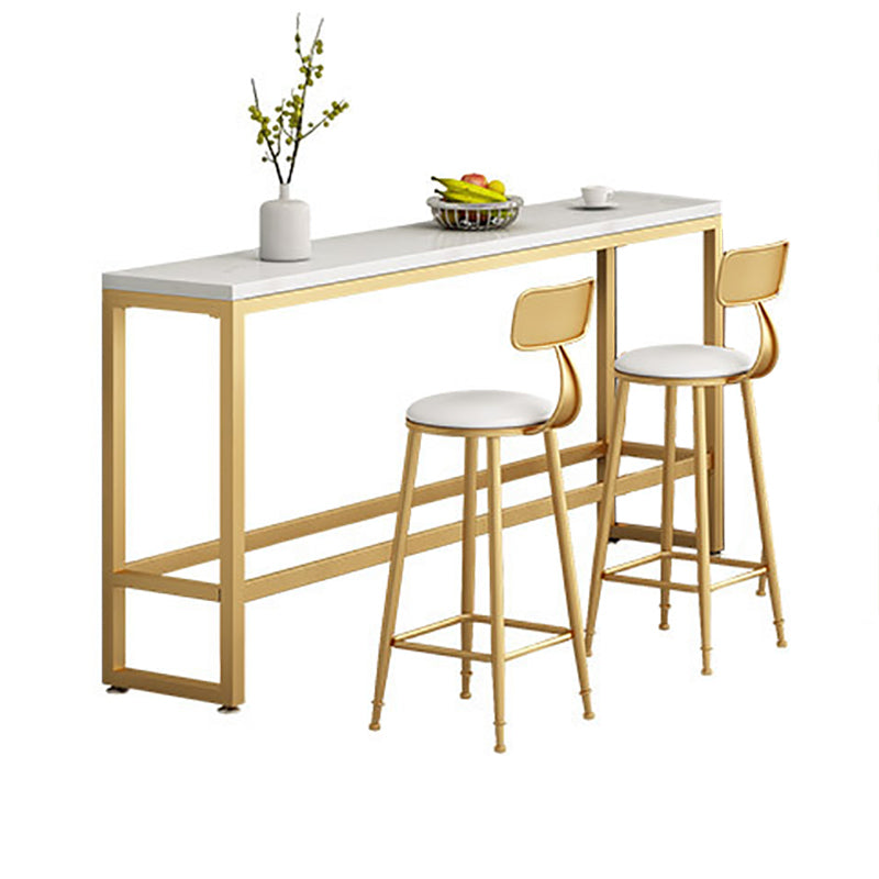 Glam Faux Marble Bar Counter Table Rectangle Bar Counter Table with Metal Legs for Home