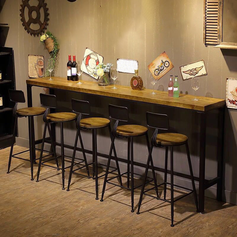 Modern Bar-height Table Solid Wood Top Bistro Pub Table for Patio Use