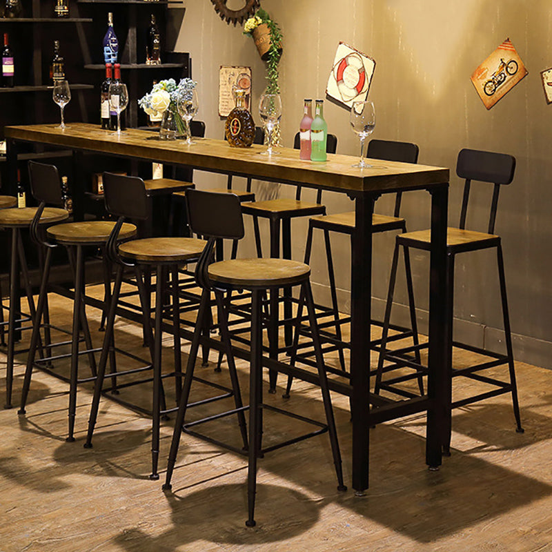 Modern Bar-height Table Solid Wood Top Bistro Pub Table for Patio Use