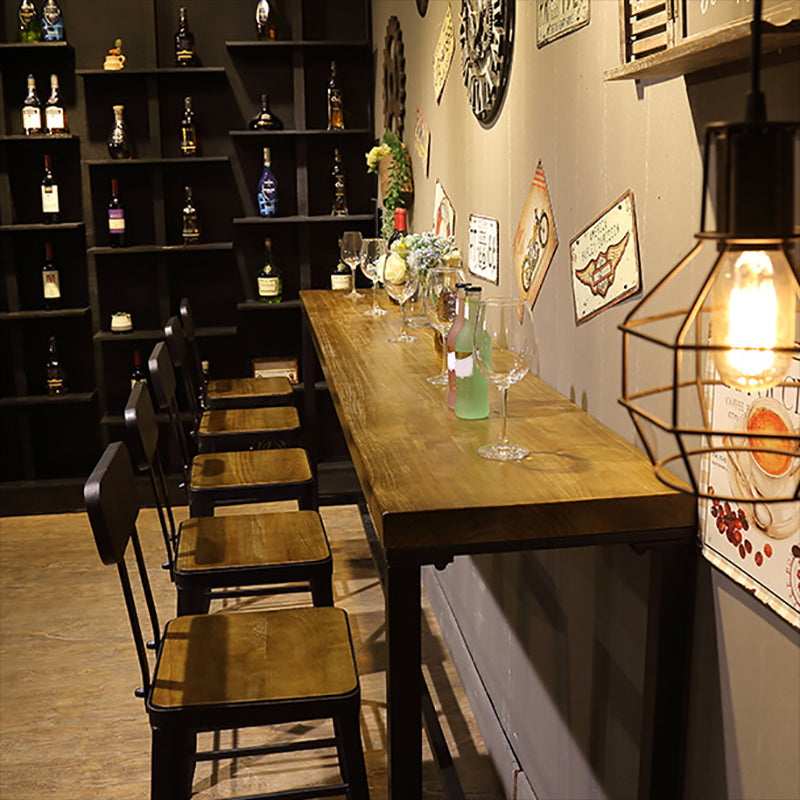 Modern Bar-height Table Solid Wood Top Bistro Pub Table for Patio Use