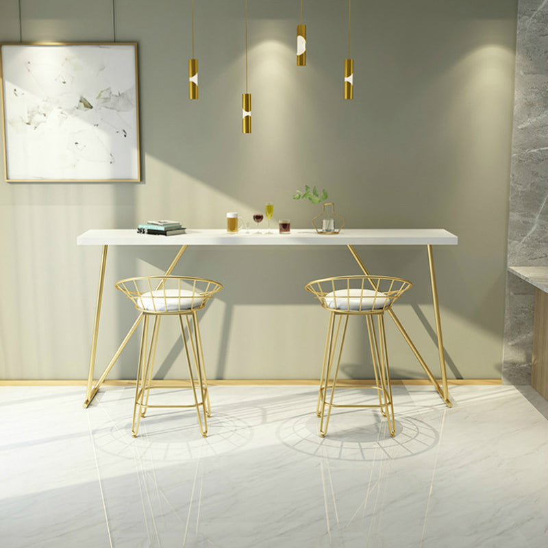 Glam Wooden Bar Counter Table Rectangle Bar Counter Table with Metal Legs for Kitchen