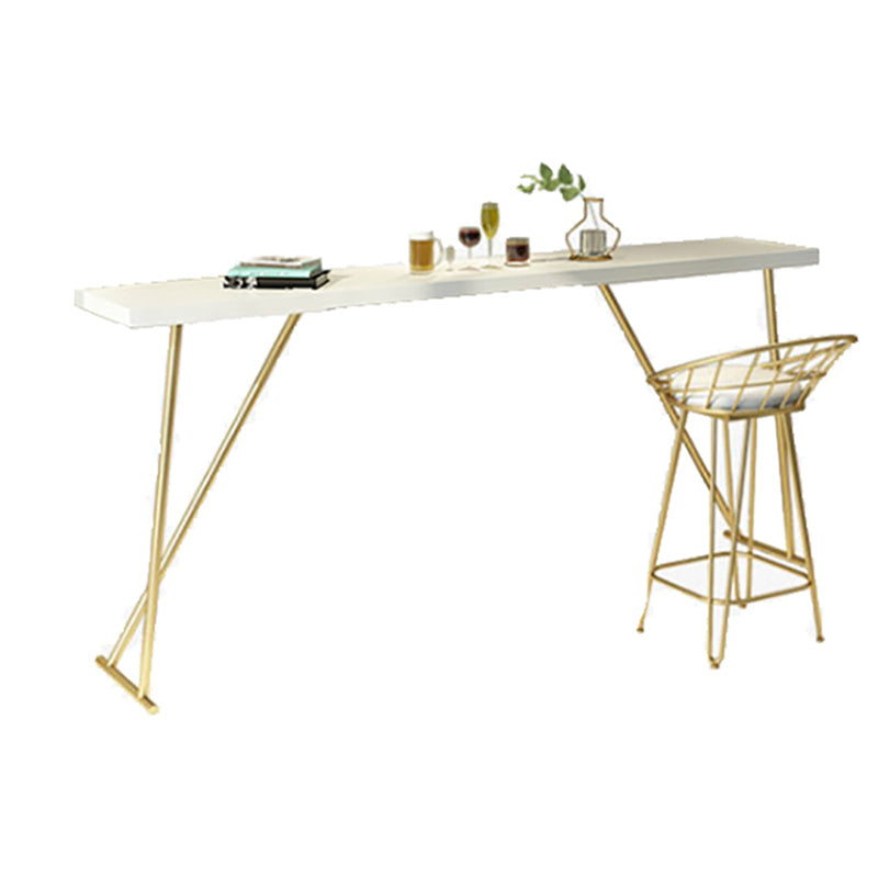 Glam Wooden Bar Counter Table Rectangle Bar Counter Table with Metal Legs for Kitchen