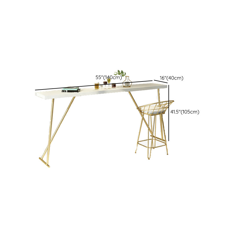Glam Wooden Bar Counter Table Rectangle Bar Counter Table with Metal Legs for Kitchen