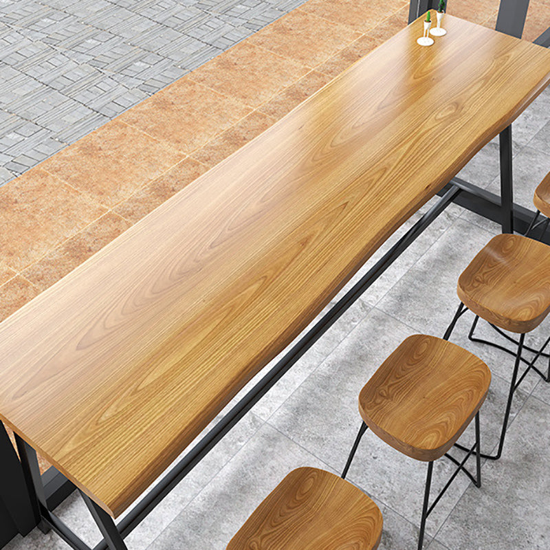 Black Base Pub Table Solid Wood Top Bar-height Table for Patio Use