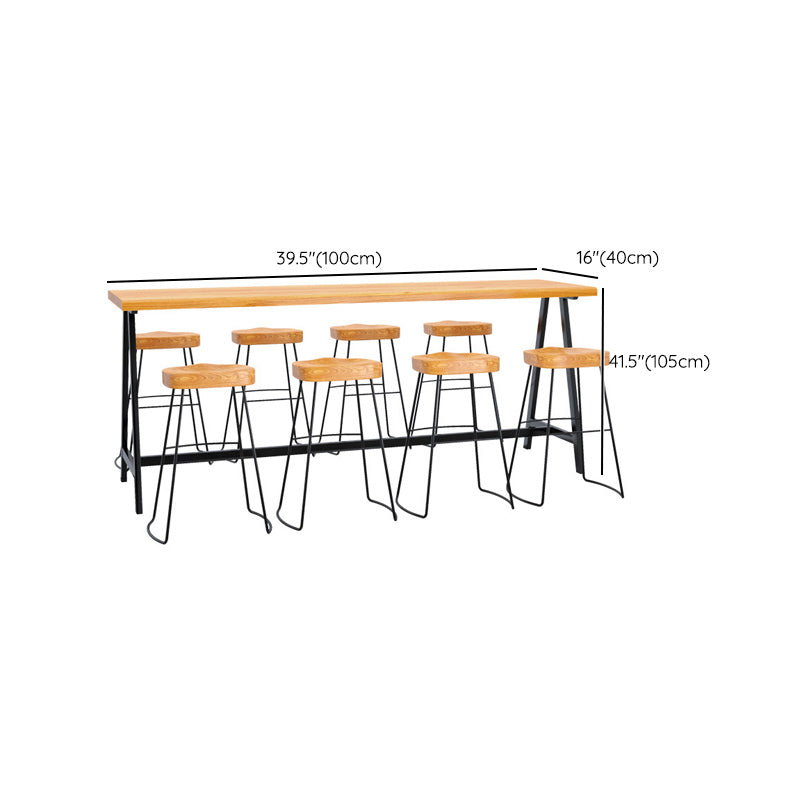 Black Base Pub Table Solid Wood Top Bar-height Table for Patio Use
